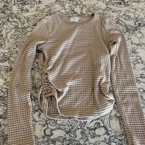 Abercrombie Kids Beige Checkered Long Sleeve Top
